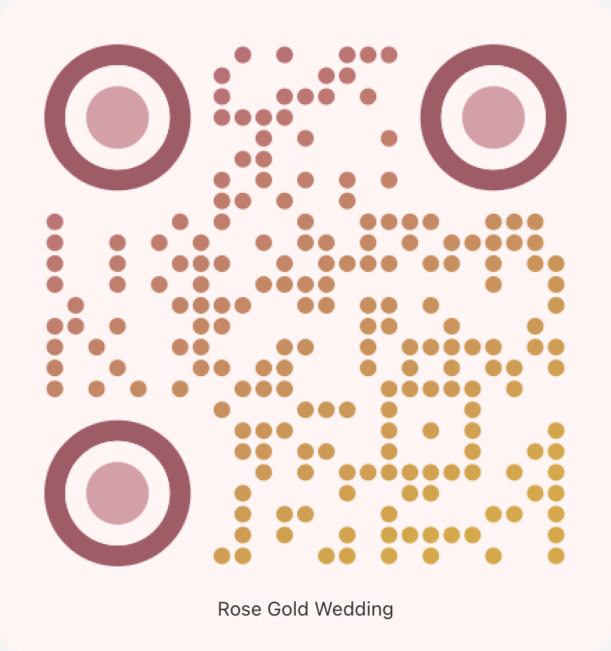 Rose Gold Wedding QR code style
